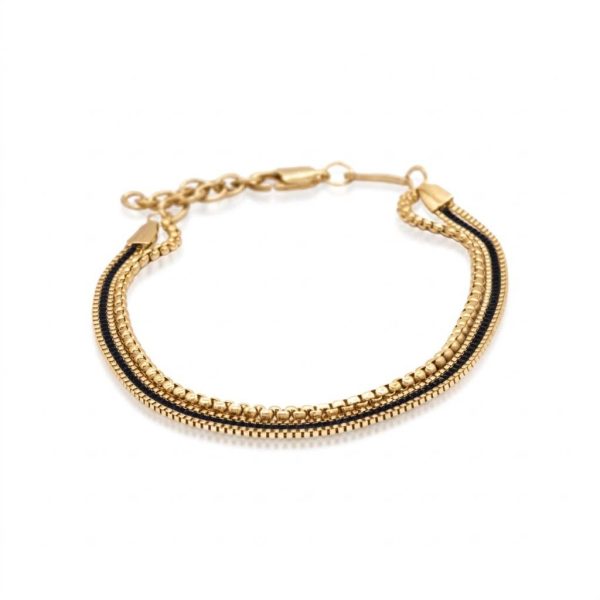 צמיד כפול לגבר זהב שחור