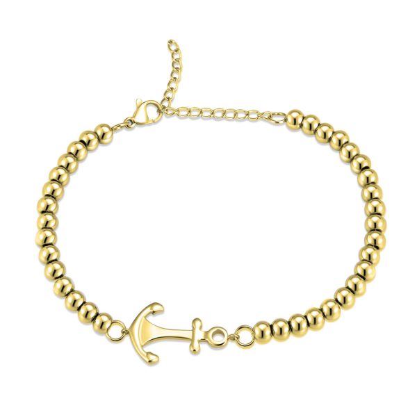 צמיד עוגן חרוזים זהב