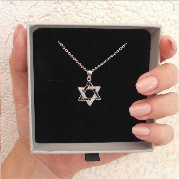 שרשרת מגן דוד עם שיבוץ זירקונים כסף 925