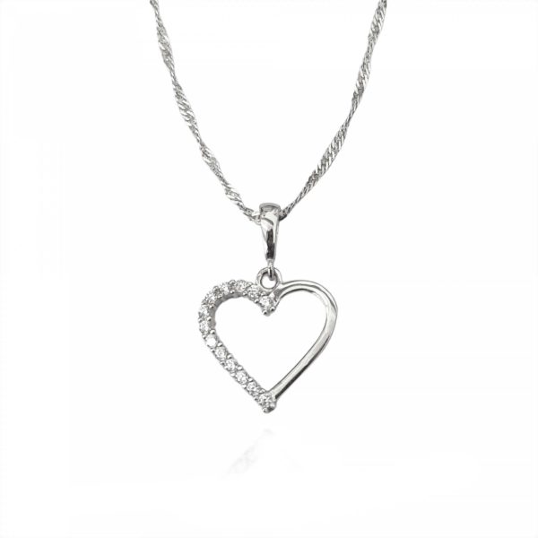 שרשרת לב משובצת זירקונים