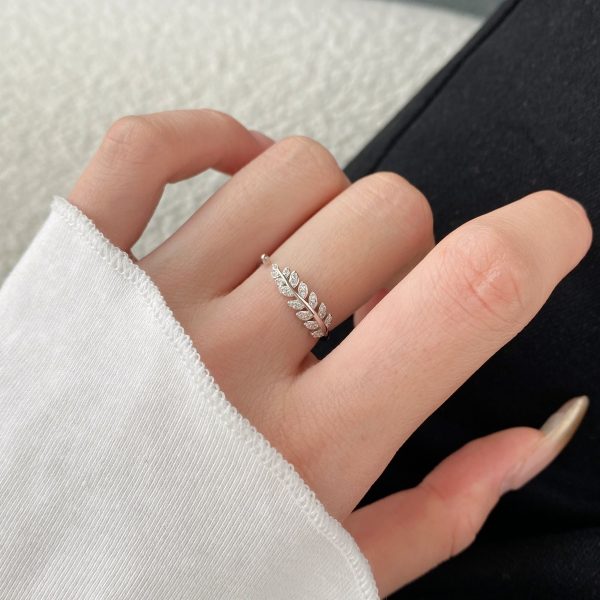 טבעת עלה מכסף 925