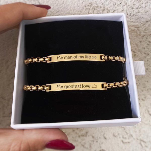 צמידי חריטה לזוג דגם בוקס זהב