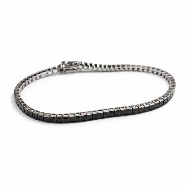 צמיד טניס זירקונים שחורים לגבר