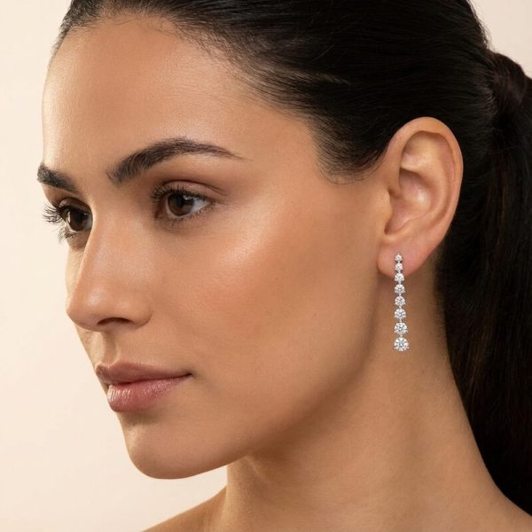 עגילי זירקון כסף נופלים לאישה