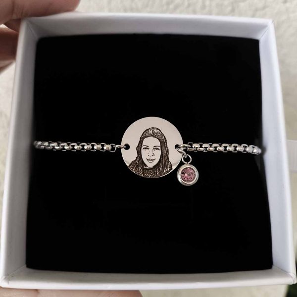 צמיד בוקס תליון עגול עם חריטת תמונה